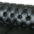 thumbnail image 5 of EUROCO 78.75" Larger Retro Style Loveseat Couch Sofa, PU 3-Seat Sofa, Love Seat Furniture with Wooden Legs, Pull-Tab Backrest and Rivet Detailing for Living Room and Study, Black, 5 of 8