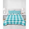 thumbnail image 3 of Turquoise Checkered Twin Size Down Alternative Comforter, Lightweight Comforter Quilt Bedding Set with Pillow Shams Farmhouse Buffalo Plaid All Seasons Bed Comforter Duvet Insert 68"x86", 3 of 7
