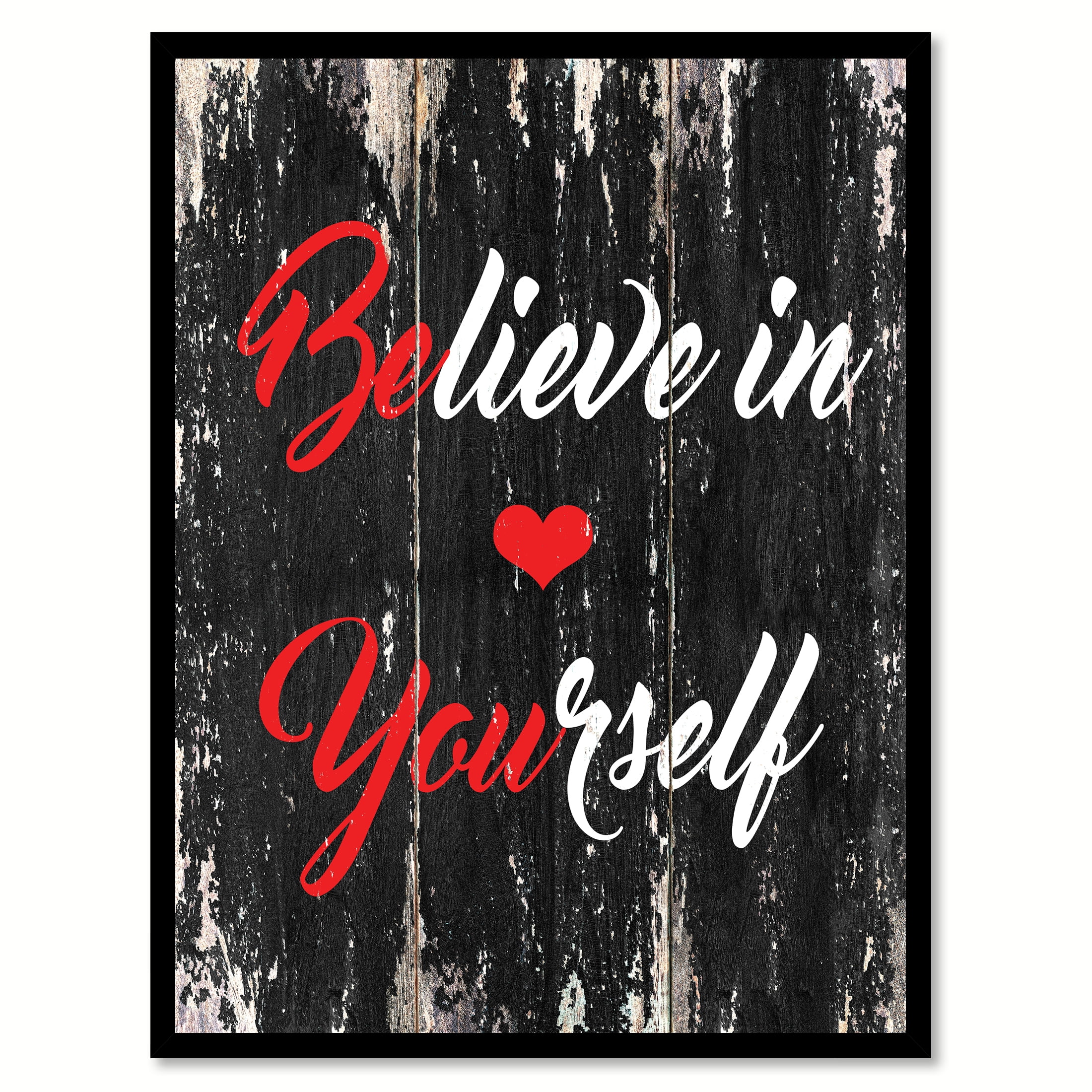 believe in yourself inspirational quote saying black canvas print