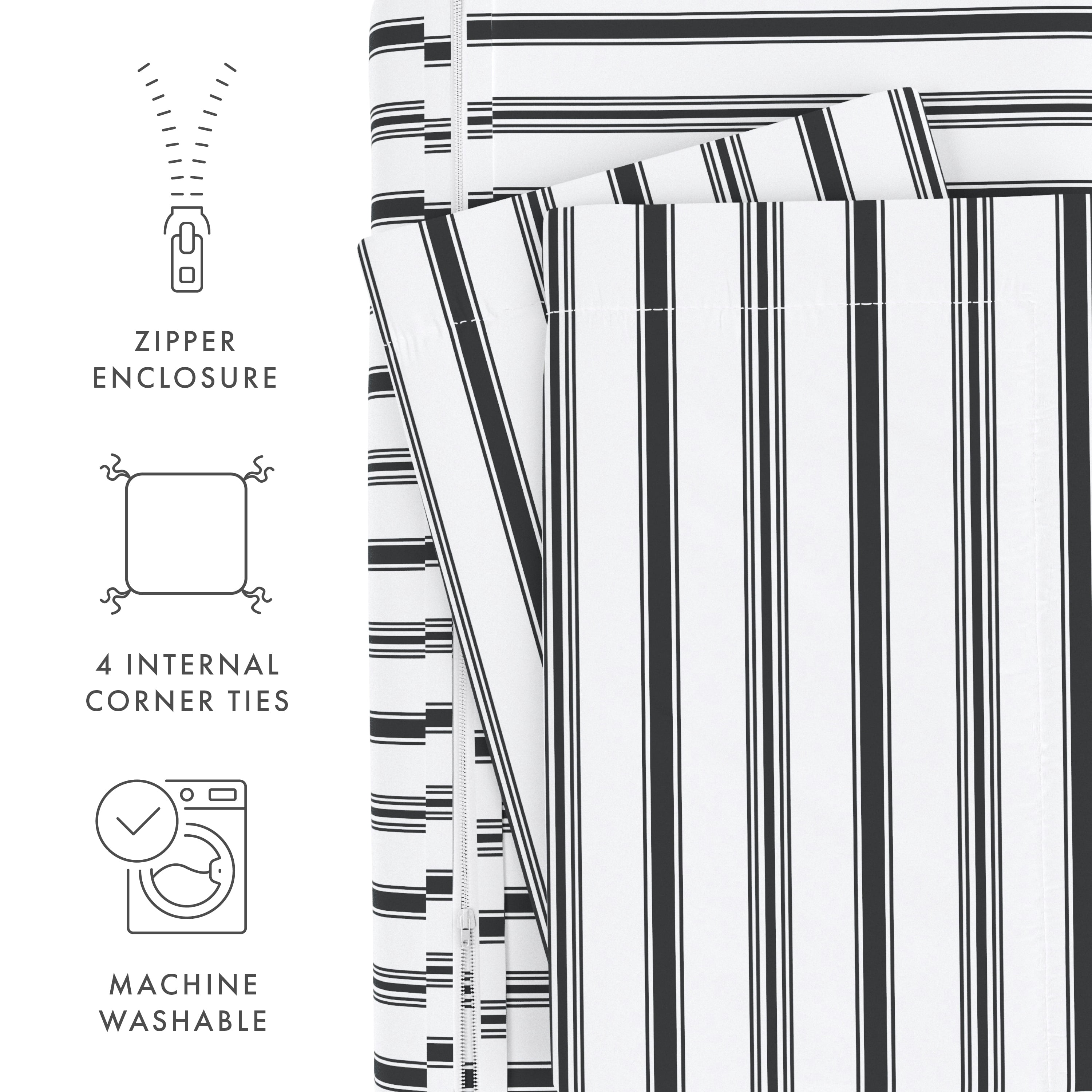 Noble Linens Gray Vertical Dreams Pattern 3-Piece Duvet Cover Set, King/Calking