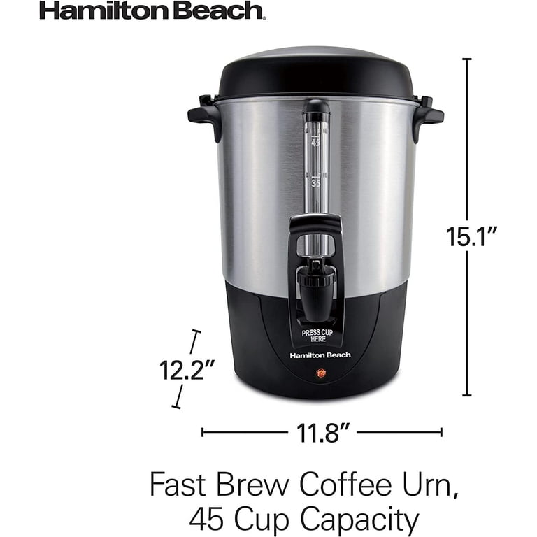 Hamilton Beach 45 Cup Coffee Urn and Hot Beverage Dispenser, Silver 