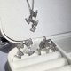 thumbnail image 3 of Conjunto de collar, anillo y aretes de mariposa bañados en plata para mujer, joyería adorable de circonio cúbico ER, 3 of 5