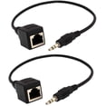 thumbnail image 1 of TraderPlus 2 Pack 3,5 Mm Audio Stéréo à RJ45 Femelle Adaptateur de Prise Extender sur Cat5/6, 1 of 2