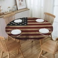 thumbnail image 3 of Round Fitted Tablecloth with Elastic Vintage American Flag Round Outdoor Tablecloths Fitted Table Covers for Round Tables Waterproof Reusable Vinyl Table Cloth for Indoor and Outdoor 50"-56", 3 of 7