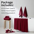 thumbnail image 3 of Jessy Home 8 Piece Home Collection Ultra Soft Cozy Towels 700 GSM Wine Red Plush Towel Set, 3 of 8