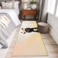 thumbnail image 5 of Cute Black Cat Washable Runner Rugs 2'x6', Yellow Flower Bee Country Style Fields Low Pile Throw Entryway Rug Non-Slip Sturdy Edge Binding Carpet for Indoor Bedside Entrance Bedside, 5 of 9