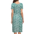 thumbnail image 3 of TARAINYA Summer Women Short Sleeve Empire Waistline Dress With Pockets Pleated Loose Swing Knee Length Dress Casual Floral Print Round Neck, 3 of 7