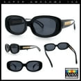 thumbnail image 2 of Womens Metal Chain Jewel Arm Oval Rectangle Mod Plastic Sunglasses All Black, 2 of 7