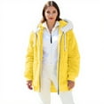 thumbnail image 6 of Sherpa Lined Jacket Women Casual Plus Size Fuzzy Fleece Jackets Zip Up Oversized Long Sleeve Warm Winter Coats With Hood Yellow XL, 6 of 9