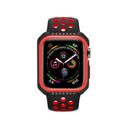 Silicone Sports Strap Watch Band   Cover Case for Apple Watch Series 5, 4, Black/Red 40mm S/M