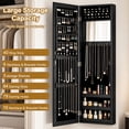 thumbnail image 4 of LIVIZA Full-Length Mirror Jewelry Cabinet with Hooks & Storage Shelves, Wall Door Mounted Jewelry Armoire Organizer,Black, 4 of 8