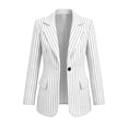 thumbnail image 7 of Striped Blazer For Women, Long Sleeve Button Down Suit Jacket, Casual Collared Work Blouse, Business Casual Office Coat, Trendy Career Wear White XL, 7 of 7