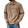 thumbnail image 2 of IAJDKMEK Men's Sport Collared Long Sleeve Shirt – Washed Solid Color, Button Down Shirt Men, Chest Pocket, Casual Athletic T-Shirts for Men, 2 of 4