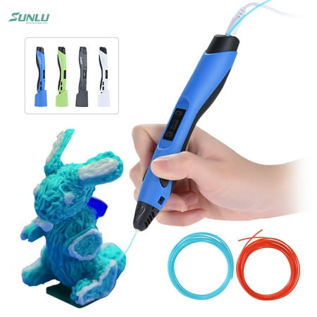 SUNLU SL-300 Intelligent 3D Printing Pen Printer 8 Loading Speed Low Temperature Ceramic Nozzle w/ Pen Holder + 1.75mm ABS PLA Filament 3m/9.8ft Each for DIY Model (Filament color sent at