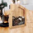 thumbnail image 3 of Stylish Coin Bank House Shape Money Storage Bank Wood Transparent Coin Holder For Kids, 3 of 5