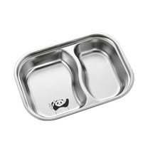 YIMWNYI 304 Stainless Steel Divided Serving Tray, 2 Sizes, Durable Reusable Plates for Camping, Picnics, Family Dinners, Kitchen & BBQ, Easy to Clean, Stackable for Storage