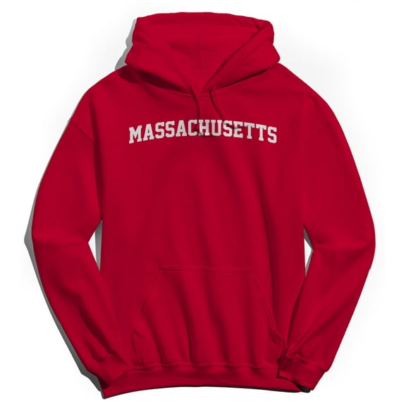 Massachusetts Graphic Red Men's Cotton Pullover Hoodie