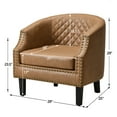 thumbnail image 2 of Camel Faux Leather Barrel Accent Chair with Nailhead Trim, Modern Upholstered Club Chair, 2 of 10