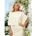thumbnail image 4 of Chandail Poncho pour Femme Coupe Amincissante Court Polyvalent Châle Tricot Doux Enveloppements Col Bénitier Hauts Courts Blanc Taille Unique, 4 of 10