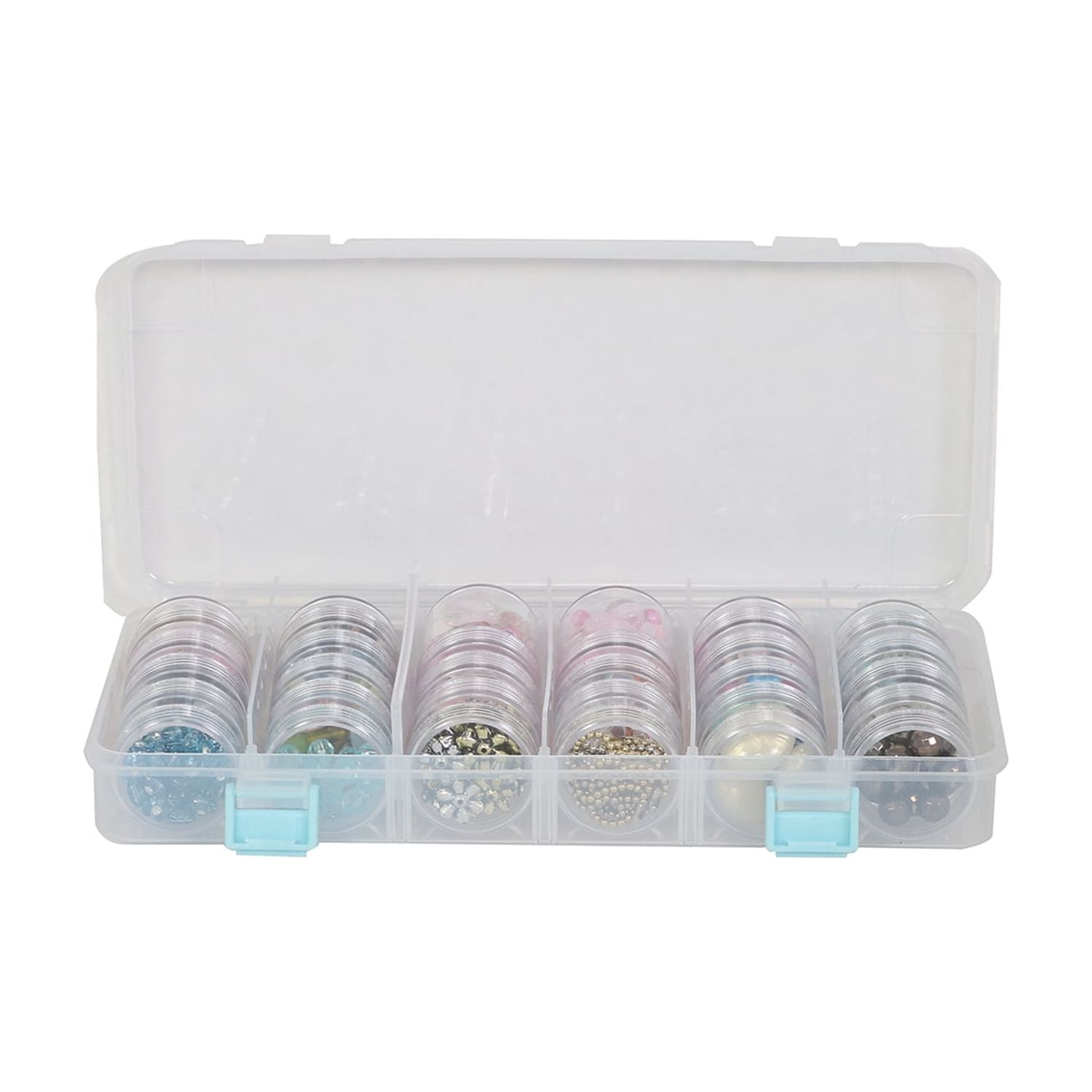 (3 pack) Everything Mary Clear Plastic Bead Storage Case with 28 Jars – Jewelry Making & Craft Organizer Box