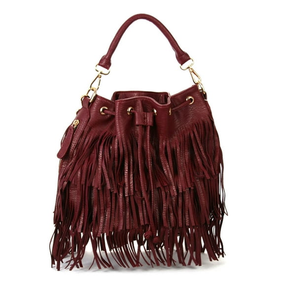 Urban Expressions Arizona Fringe Cross Body Bag, Berry