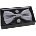thumbnail image 5 of SURJDE Mens Solid Color Pre-tied Bow Tie and Pocket Square Cufflink Set, 5 of 5