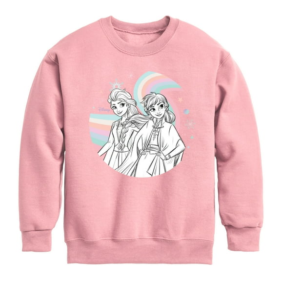 Frozen 2 - Anna Elsa Rainbow - Toddler And Youth Crewneck Fleece Sweatshirt