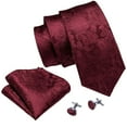thumbnail image 2 of Barry.Wang Paisley Ties for Men Flower Silk Necktie Set with Handkerchief Cufflinks Wedding Party Business, 2 of 4