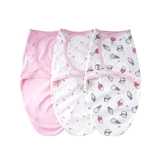 Mantita insular SU3007 3PCS Baby Swaddle Wrap Manta Manta de dormir infantil de algodón suave con lindo patrón de helado para bebés recién nacidos Niños Niñas Insular Mantita