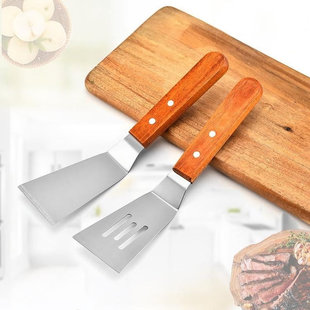 2PCS Metal Spatula Stainless Steel Griddle Accessories Pancake Turner Flipper for Grill Baking Cooking