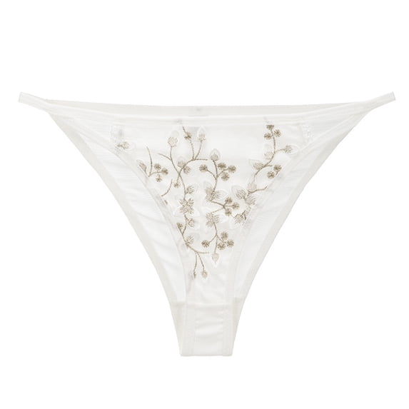 Uhndy Women Panties Sexy Underwear Lace Panties Lingerie Female Floral Lace Briefs Perspective Ladies Pantys White XL
