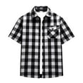 thumbnail image 6 of Wiicoznt Flannel Shirts for Men, Plaid Print Button Up Lapel Shirt with Pocket, Casual Lightweight Short Sleeve Tops for Summer,S-3XL, 6 of 9