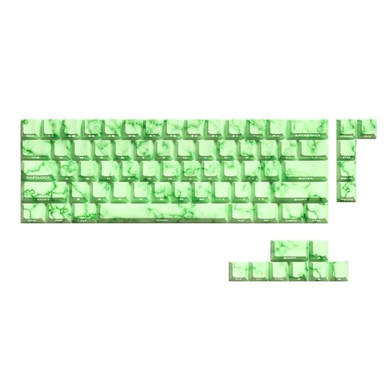 Emerald Theme Keycap Set Original PBT 64/74Keys Side Engraveds Translucents Keycaps for Gaming Mechanical Keyboards