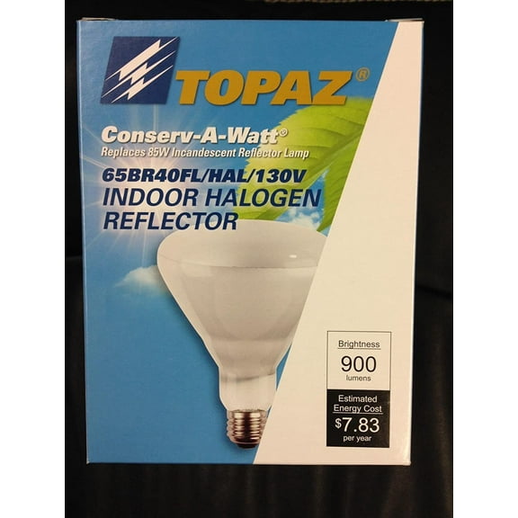 TOPAZ 79949 65BR40FL/HAL/130V 2000-HRS 900 LUMENS 80 DEGREE HALOGEN REFLECTOR-R40 ( 1 Pack )