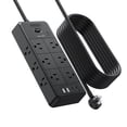 thumbnail image 1 of Cable de extensión de protección contra sobretensiones, NTONPOWER 4000J Regleta de protección contra sobretensiones con 12 salidas y 4 puertos USB (2USB C), extensor de salida de 3 lados, cable de ext, 1 of 5