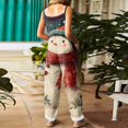 thumbnail image 4 of Women's Christmas Print Casual Loose Retro Suspender Cotton And Linen Jumpsuit, Red, M, 4 of 4