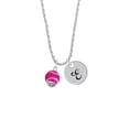 thumbnail image 2 of Delight Jewelry Silvertone Hot Pink Softball with Stitching Spinner Silvertone Script Initial Disc - E - Charm Necklace, 20"+3", 2 of 4