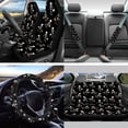 thumbnail image 2 of Jeiento Skull Car Accessories Sets 13 Pack Car Seat Cover Split Covers Steering Wheel Cover Seatbelt Pads Trash Can Auto Rear View Mirror Covers Cup Coasters Black Lipstick Holder Keychain, 2 of 7