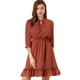 thumbnail image 1 of Vestido Corto De Gasa Con Dobladillo Con Volantes Y Manga 3/4 Allegra K Caramelo L, 1 of 6