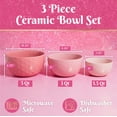thumbnail image 3 of Paris Hilton Round Ceramic Bowl Set, Durable Stoneware Mixing and Serving Bowls for Kitchen, Pink, 3-Piece Set, 3 of 7