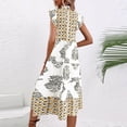 thumbnail image 7 of Warop Womens Summer Boho Floral Print Midi Dress V-Neck Ruffle Sleeve A Line Casual Beach Dress, 7 of 7