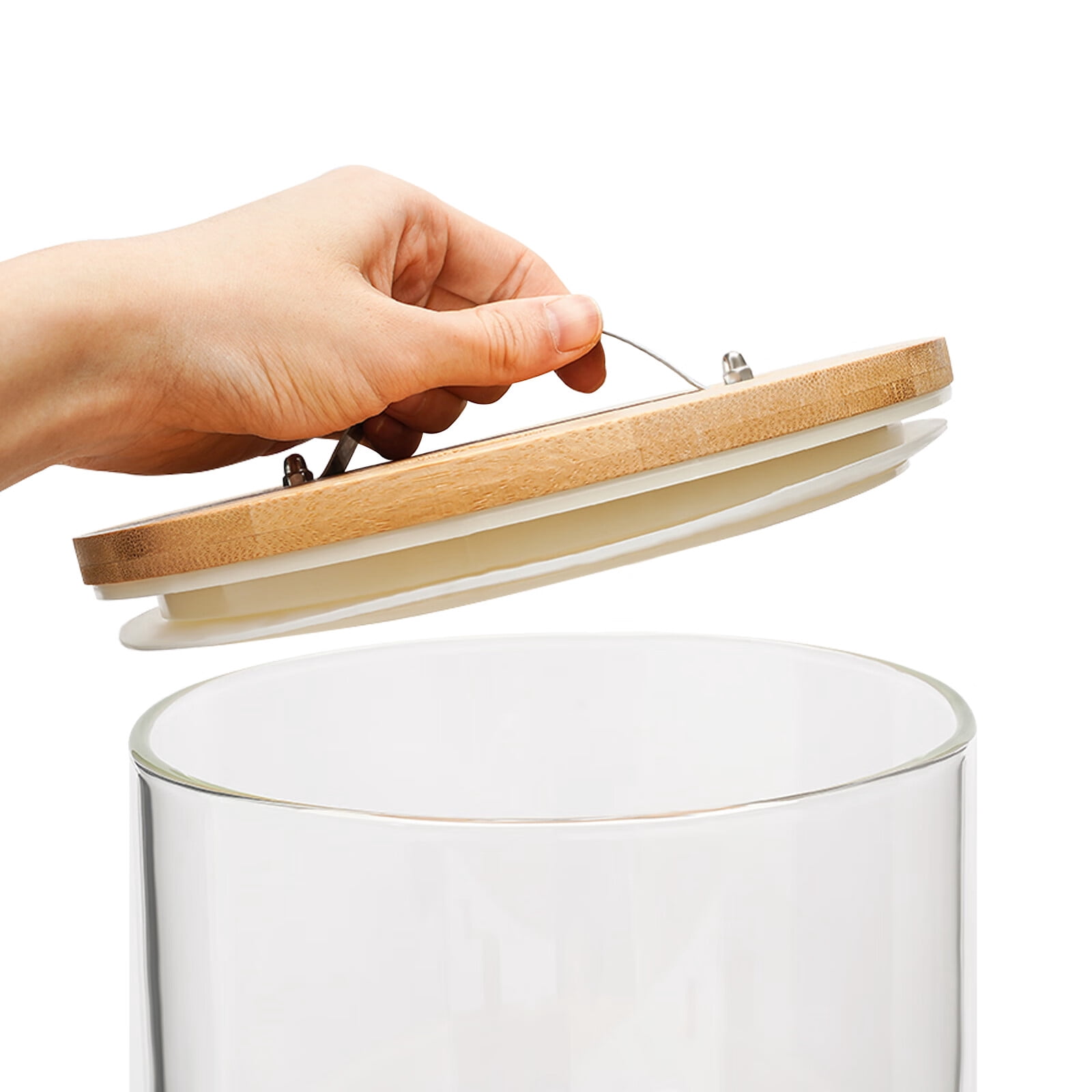 Loyalheartdy 7.5L Glass Airtight Food Storage Container Rice Grain Cereal Dispenser W/ Lids
