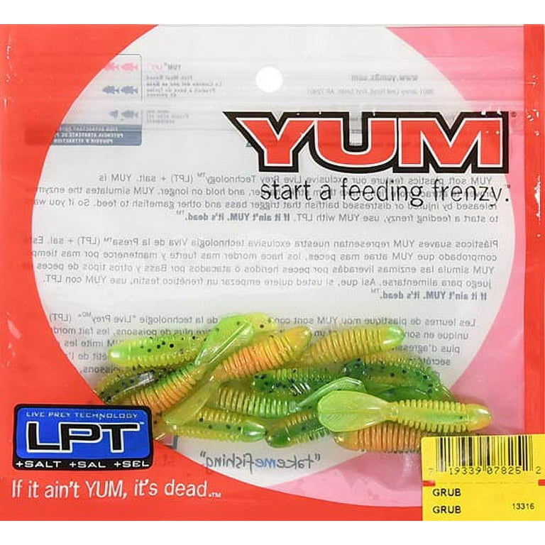 YUM Soft Plastic Fishing Lures Grub Assortment with Natural