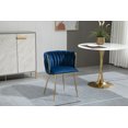 thumbnail image 6 of Tzicr Velvet Dining Chairs Set of 2, Modern Woven Upholstered Dining Chairs with Gold Metal Legs,Luxury Tufted Dining Chairs for Living Room, Bedroom, Kitchen (Blue), 6 of 6