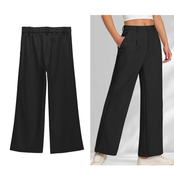 School Uniform for Girls Dress Pants Elastic Waist Stretch Pants with Pockets Boys Black Uniform Pants Back To School Straight Fit School Uniform Pants 11-12 Years