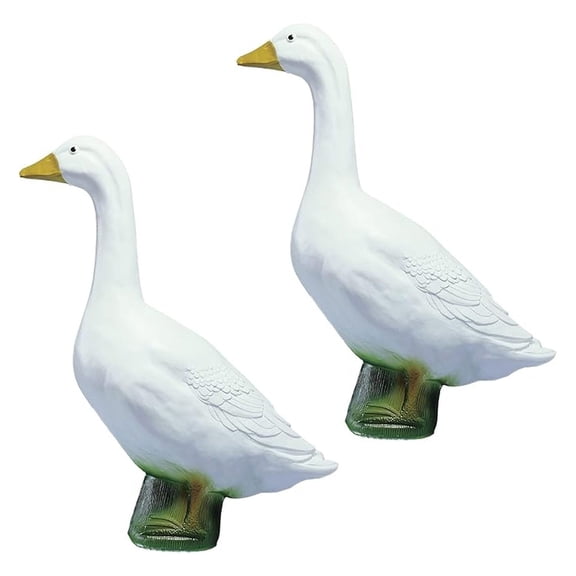 2 Pack Goose Outdoor Lawn and Garden Statue, 23" Tall Animal Figurine for Patio, Balcony, or Front Porch Decor, White