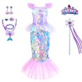 thumbnail image 1 of Vestido de sirena para niña, disfraces de princesa para baile de graduación, fiesta de cumpleaños, vestido de Cosplay de Halloween Fivean unisex, 1 of 2