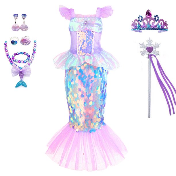 Vestido de sirena para niña, disfraces de princesa para baile de graduación, fiesta de cumpleaños, vestido de Cosplay de Halloween Fivean unisex