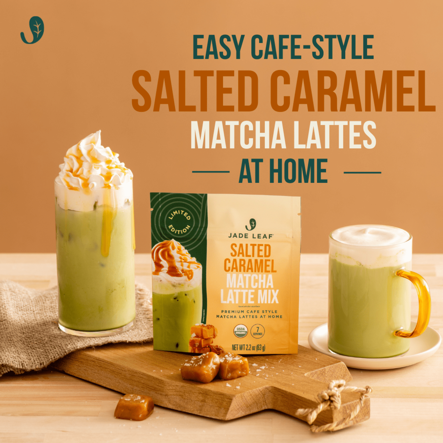 Jade Leaf Salted Caramel Matcha Latte Mix 2.2 oz Instant Drink Mix