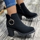 thumbnail image 5 of NECHOLOGY Botas Mujer Adulto Femenino Zapatos Botines de mujer Otoño e invierno nuevas botas de manga corta de moda con cremallera lateral de cabeza redonda y tacón grueso (Black, 7), 5 of 7